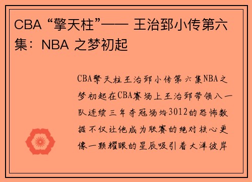 CBA “擎天柱”—— 王治郅小传第六集：NBA 之梦初起